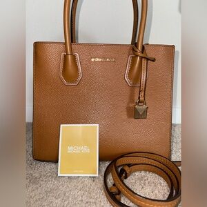 Michael Kors Leather Structured Tote with Gold Hardware